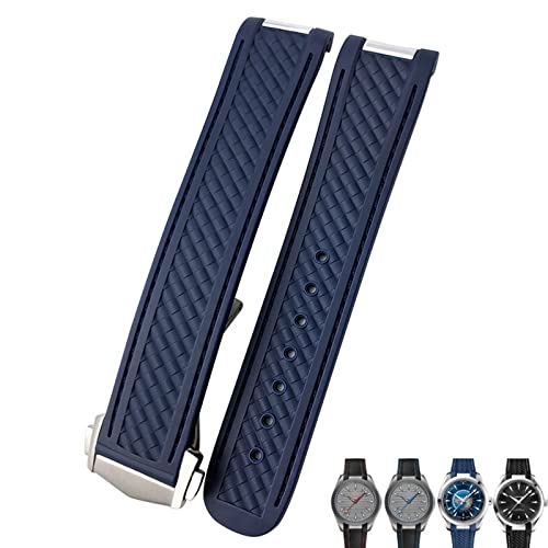 Bracelet montre 20mm silicone bleu pour vos aventures en Omega Aqua Terra 150