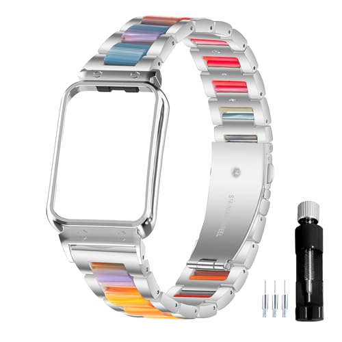 Gheper �������^���E�H�b�`�o���h compatible with Samsung Galaxy Fit3[2024] SM-R390 �X�}�[�g�E�H�b�`�A�N�Z�T���[ �X�e�����X�X�`�[���ی�t���[���P�[�X�f�U�C�� �����p���X�g�X�g���b�v�u���X���b�g
