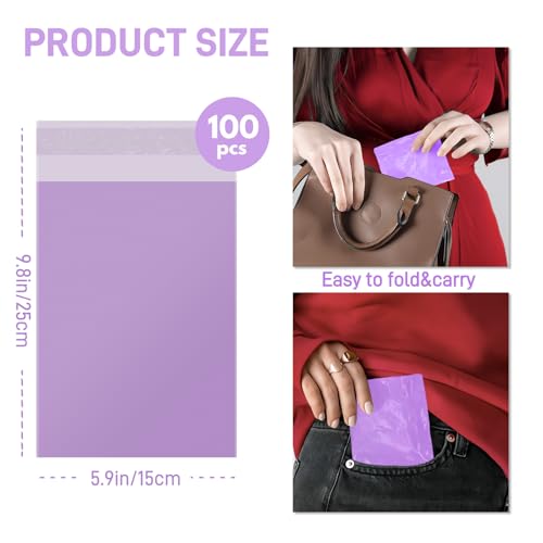 Image of Sanitary Napkin Disposal Bags FARVIGOR, 100Pcs Women Feminine Hygiene Disposal Bags for Tampons and Pads, Personal Disposal Bag Self-Sealing, Privacy Protection, 9.8x5.9 inch(Purple)
