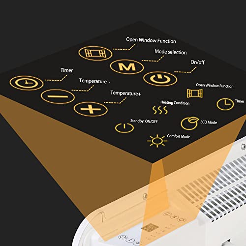 Electric Space Heater Indoor Convection Heater Touch Adjustable Thermostat Smart Energy Saving Portable With Wheels Wall Mount / Rolling Etl For Bedroom Living Room Bathroom Home 750W #TOP2