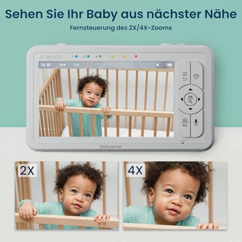 Babysense Babyphone HD 5″ mit 2 Kameras – ohne WLAN & mit Zoom – Bild 4