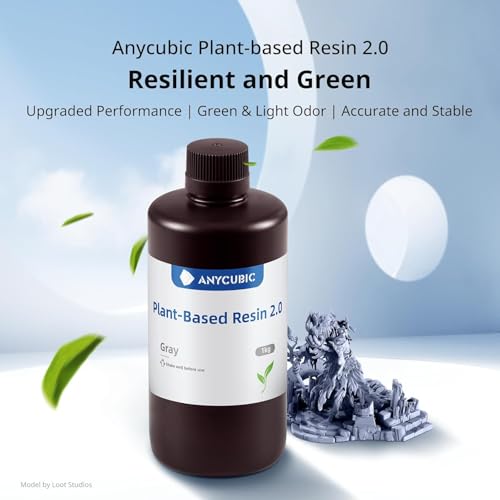 Image of 3IDEA Plant-Based 3D Printer Resin 2.0, 405nm Plant-Based Rapid Resin 2.0, Low Odor, Photopolymer Resin for LCD 3D Printing,1kg Translucent Green