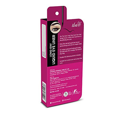 Iba Long Stay Liquid Eyeliner, Jet Black, 6.5ml l Waterproof, Smudge Proof l Vegan & Cruelty Free - Image 4