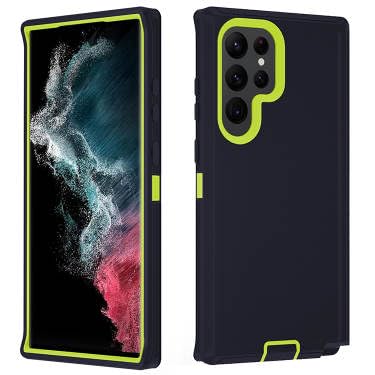 RDRKR Shock Resistant Heavy Duty Smartphone Case with Clip Holster Kickstand Compatible with S23 Ultra (GREEN)