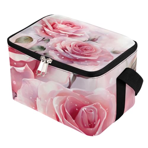 GzLeyigou Lunch Bags for Women Men 9 Cans,Roses Hot & Cold Food Delivery Bag Insulated Grocery Bag Insulated Lunch Box Blooming Flower Cooler Bag for Office Work Picnic Beach