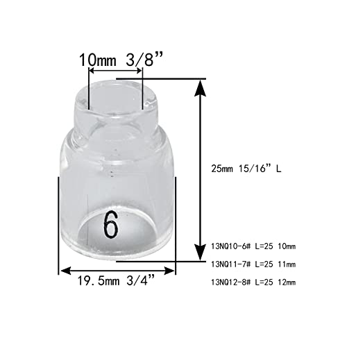 Image of RIVERWELD TIG Quartz Nozzle Clear Glass Cups 13N12 8# 1 /2 inch 12.5mm 4pcs