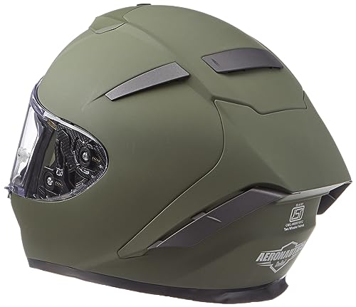 Image of Steelbird Hi-Gn SA-2 AERONAUTICS MATT B.GREEN WITH PLAIN VISOR 580MM
