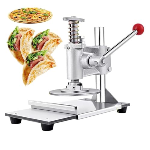 Pressa manuale per pizza – Spessore regolabile in acciaio inox tortilla e tortilla per uso domestico e commerciale (14 cm)