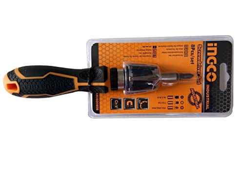 Image of Ingco AKISD0808 8Pcs Ratchet Screwdriver Set - Black