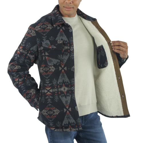 Image of Jachs Men's Wool Blend Sherpa Lined Flannel Shirt Jacket