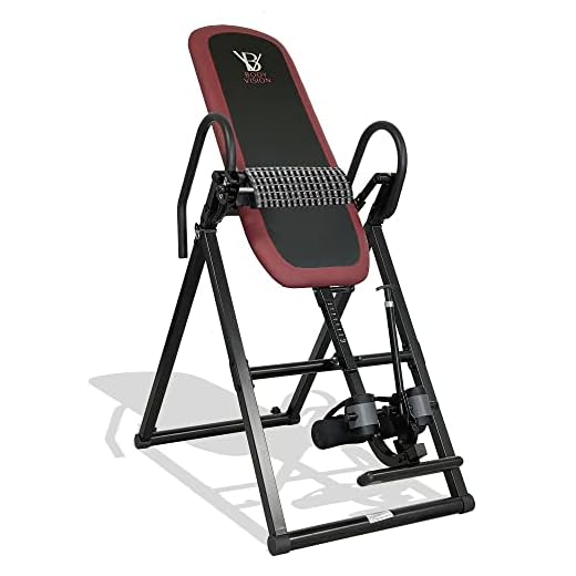 Body Vision - XL 3.65 - Xtra Long, Xtra Wide Inversion Table with Patented Acupressure Back Massage Lumbar Pad, Patented Ankle Safety & Security System, Red