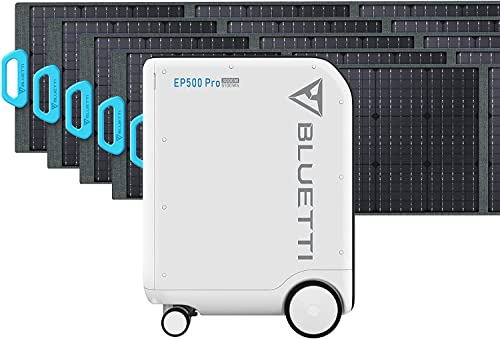 BLUETTI Générateur Solaire EP500PRO avec 5 Panneaux solaires PV200 200 W, 5100 Wh LiFePO4 Batterie de Secours, 3 Prises CA 3000 W (pic 6000 W) pour Maison, Jardin