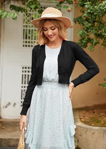 GRACE KARIN Women's Open Front Knit Cropped Bolero Shrug Cardigan Sweater Long Sleeve (S-4XL)3