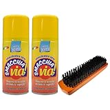 SET: Smacchiatore Spray SMACCHIA VIA! Rimuove Le Macchie Da Tutte Le Superfici, Ad Azione Rapida 150ml + Spazzola In Legno Con Setole Morbide (2 Spray + 1 Spazzola)