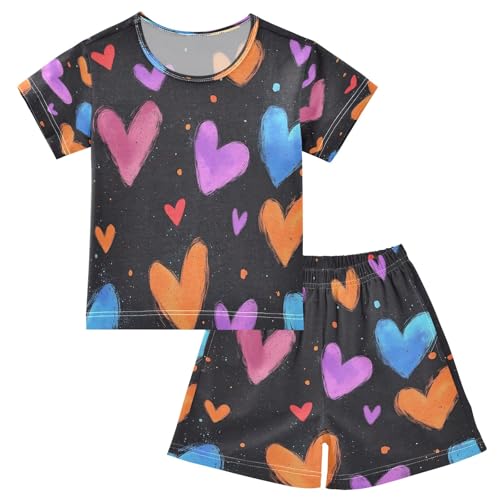 senya Color Blue Hearts 1 Summer Pajamas Set Short Cotton Sleepwear 2 Piece