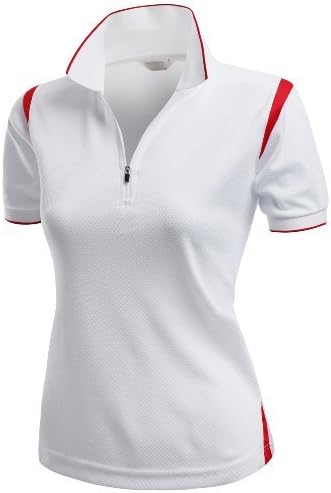 XprilWomen's Coolon 2 Tone Collar Zipup Polo T-Shirt