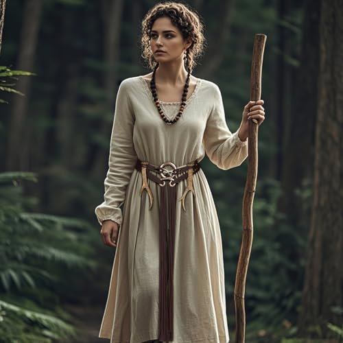 L'VOW Viking Troll Cross Belt Long Rope Ring Knotted Belt Norse Witch Waist Belt Shaman Pagan Medieval Antlers Accessory2