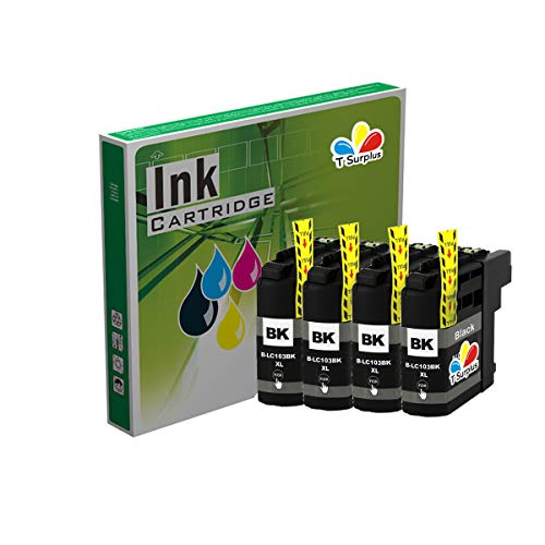 Toner Surplus Compatible Ink Cartridge Replacement for Brother LC103 LC-103 (4 Black)