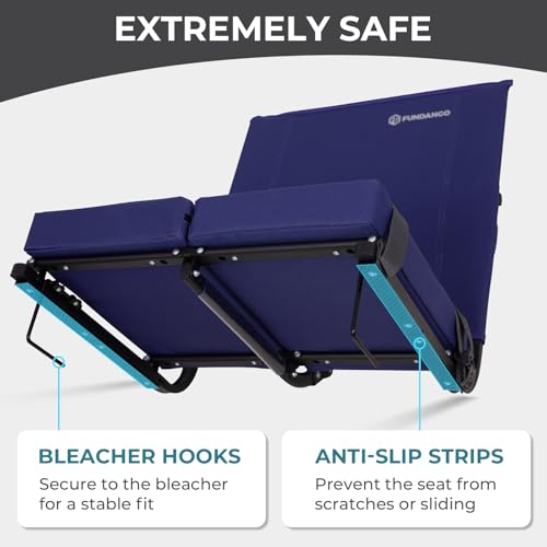 FUNDANGO Extra Wide Stadium Seats with Back Support for Adults, Padded Bleacher Chairs with Back and Cushion, Folding Bleacher Seats with Shoulder Strap for Football Baseball Sports by FUNDANGO - Image 5