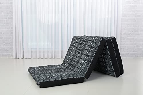 Image of Leewadee Trifold Mattress Standard - Comfortable Thai Massage Pad, Foldable Floor Mattress Filled with Kapok, Perfect to Use as a Sleeping Mat 79 x 28 inches, Black