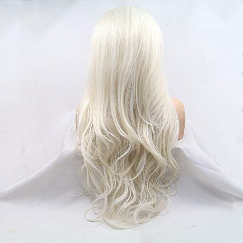 Perruque blanche blonde lace front ondulée 61 cm haute densité - 5