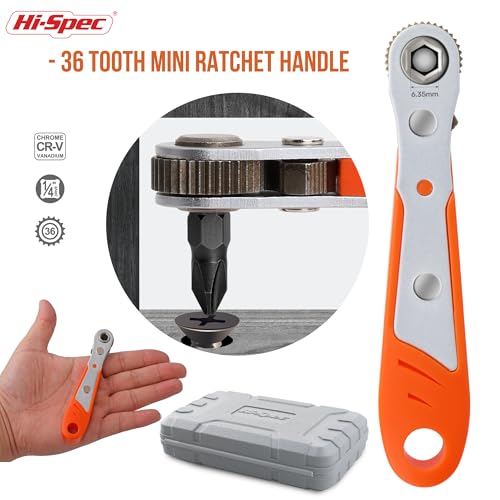 Image of Hi-Spec 68pc Long Extended Screw Driver Bits and Mini Ratchet Wrench Handle Set. DIY Accessories Kit of 25 and 75mm Hex Shank Screwdriving Bits for Drill Drivers