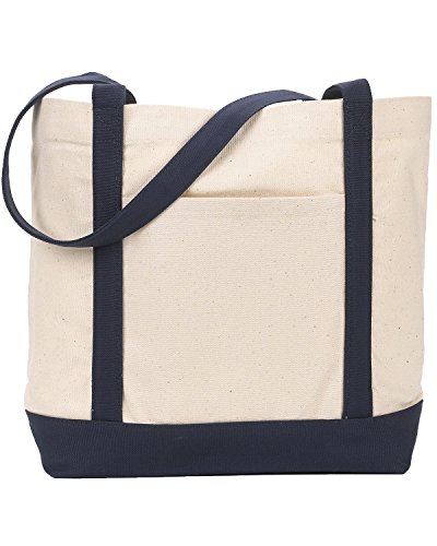 Gemline Ensign's Boat Tote - Natural/ Navy #TOP5