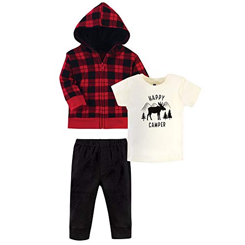 Ensemble 3 pièces bébé en coton sweat à capuche body et pantalon motif élan écossais 2 ans