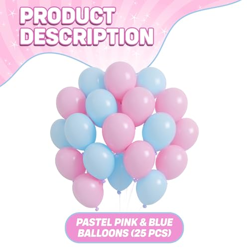 Image of Party Propz Pastel pink blue balloons decoration - 25 Pcs Pastel pink blue balloon baby shower | Blue's Balloon | Pastel's Pink's Balloon's For Birthday Decoration | Ballon For Birthday (latex)