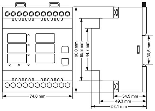 Tense Elektronik EM-100DIN inbouwmeter multimeter voor het meten van stroom (1A-100A), spanning en frequentie in 3… - Image 5