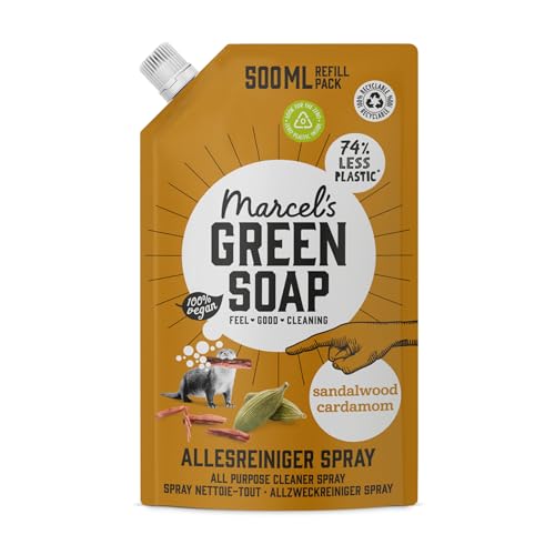 Marcel's Green Soap - Ricarica Spray Multiuso Sandalo & Cardamomo - Spray detergente - Risparmia il 76% di plastica - Ecologico - Vegano - Biodegradabile al 99% - 500 ML
