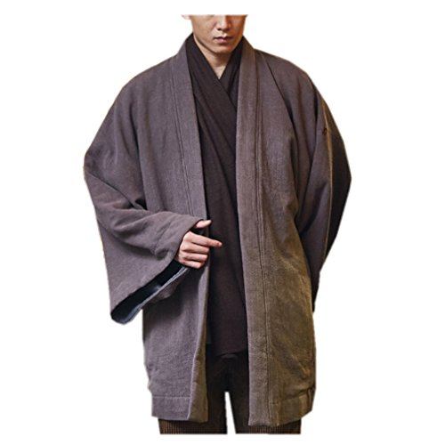 ZanYing Men Plus Size Cotton Coat Monk Outfit Meditation Blouse
