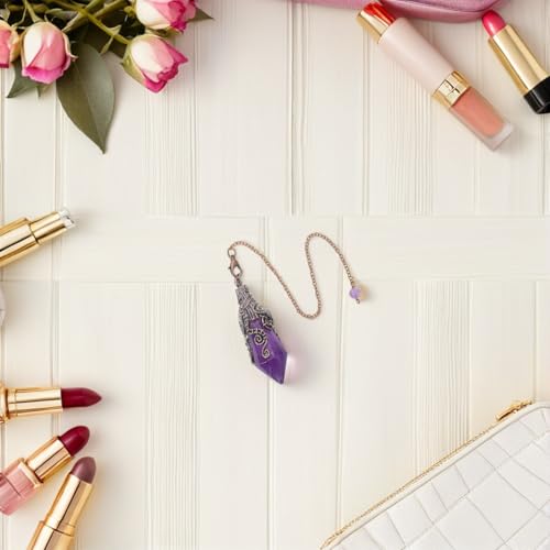 Pendentif en cristal naturel collier hexagonal chaîne alliage relaxation - 6