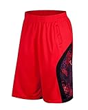Mens mesh Shorts Basketball Pocket Heavy weight Jersey gym Fitness Red 3XL - 4XL