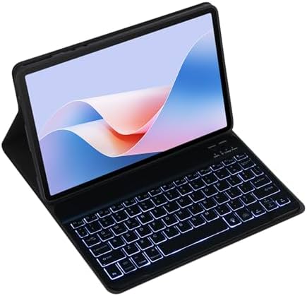 Combo de teclado y mouse inalámbricos magnéticos desmontables con cubierta de cuero para Honor Pad X9 tablet de 11 pulgadas – funda con teclado de protección completa (Negro, retroiluminado)