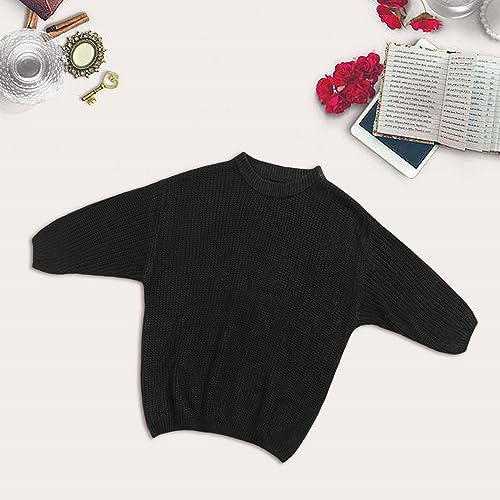 BILIKEYU Baby Toddler Little Girls Knit Sweater Long Sleeve Crewneck Solid Color Relaxed Fit Stretchy Fall2