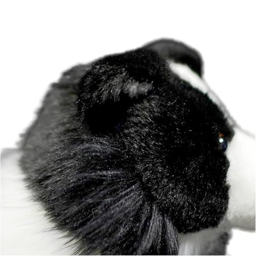 capybaraflying Niedliches simuliertes Border Collie-Plüschtier,28cm/11in realistisches Border Collie-Kuscheltier,kuschelige Schlafzimmerdekoration für Teenager – Schwarz