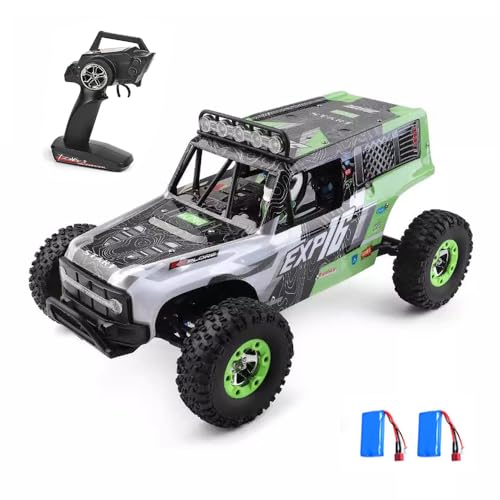 GoolRC WLtoys 124006 RC Car, 1:12 Scale Remote Control Car, 4WD 40KM/H High Speed RC Truck, 2.4GHz Off-Road RC Crawler RTR with LED Lights and 2 Batteries for Adults (Green)