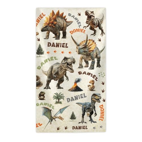 AIOMXZZ Personalized Dinosaur Beach Towel for Kids Custom Name Microfiber Boys Towel Quick Dry and Sand Resistant for Pool Swim Travel and Beach Days