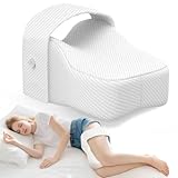 SUDAHIA Knee Pillow for Side Sleepers with Adjustable Strap – Memory Foam Leg Cushion, Comfortable Sleeping Support for Sciatica Relief, Back, Hip, Knee & Joint Pain, Spine Alignment (White)