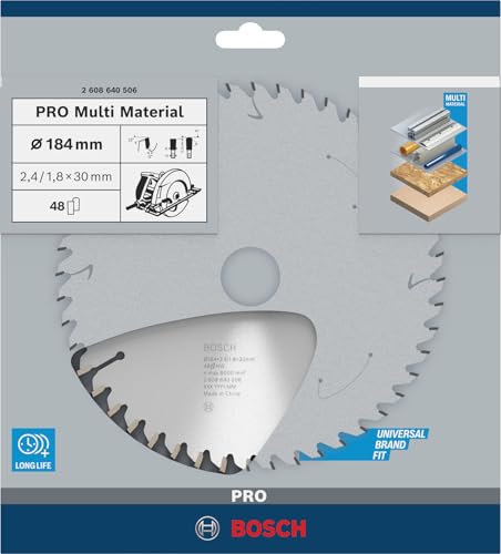 Bosch 1x Lame de scie circulaire PRO Multi Material pour scies portatives filaires (pour Aluminium, Plastiques, Ø mm, Professional Accessoire Scie circulaire portative)