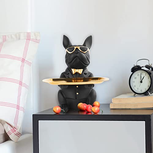 French Bulldog Statue,Key Bowl For Entryway Table Resin Bulldog Statue Storage Tray Modern Style Decorations For Home Table, Living Room, Bedroom, Office, Animal Sculpture For Coin (Bk) #TOP2