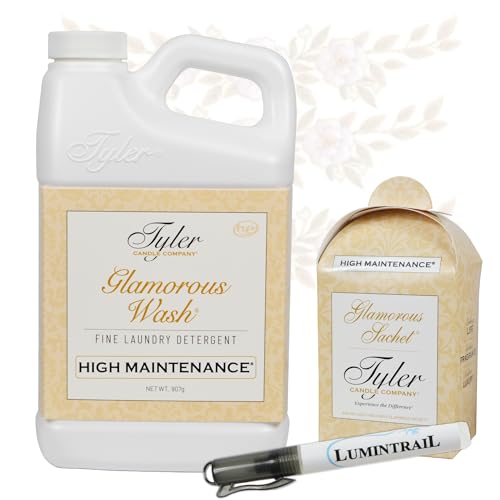 Tyler Glamorous Wash High Maintenance Fine Laundry Detergent with Stain Remover Pen and Dryer Sachets - Liquid Detergent Designed for Clothing - Hand & Machine - 32oz (High Maintenance)