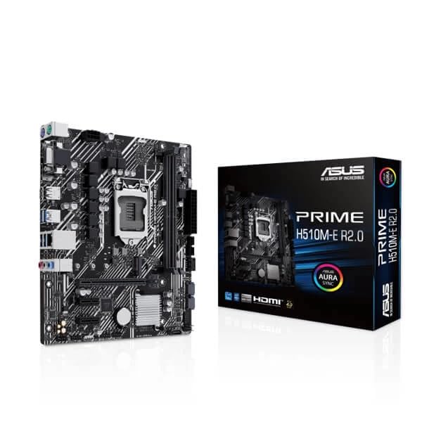 ASUS Prime H510M-E R2.0 Intel H470 LGA 1200 Micro ATX Motherboard with PCIe 4.0, 32Gbps M.2 Slot, DisplayPort/HDMI™/VGA, USB 3.2 Gen 1 Ports, SATA 6 Gbps, Aura Addressable Gen 2