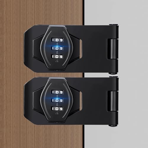 Bifold Door Lock, 3-Digit Password Rotary Hasp Lock latch for Cabinet Doors - Keyless Closet Door Lock for Swinging Sliding Double Door Locks Cupboard Locks for Cabinets Pantry Desk Drawer Outdoor2Pcs