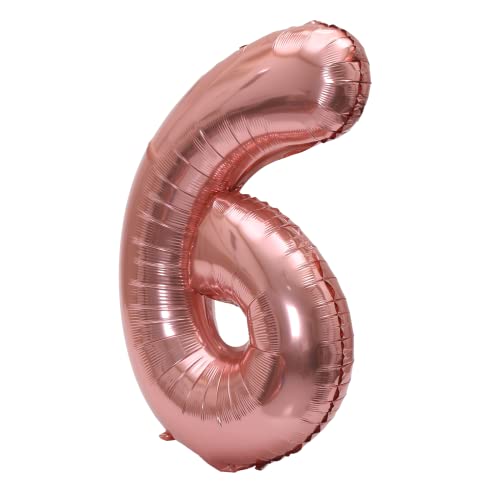 Image of YPSelected 32 Inch Large Foil Helium Number Balloon Birthday Wedding Party 0-9 (Rose Gold, 6)