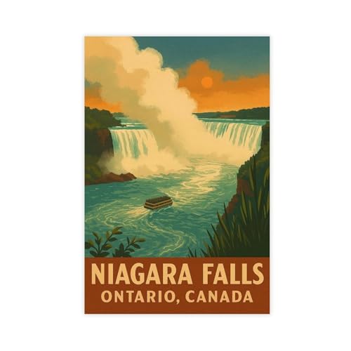 BFTIUTG Póster de viaje de las Cataratas del Niágara, lienzo para decoración de pared, pinturas para sala de estar, dormitorio, decoración de 30 x 45 cm