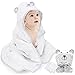 Baby Handtuch, Babyhandtuch mit Kapuze, Kleinkinder Badetücher mit 2 Waschlappen für Babybaden, 100% BioBambusfaser, 90 x 90, extra weich und dick, saugfähig, süße Bärenstickerei, 0-5 Jahr