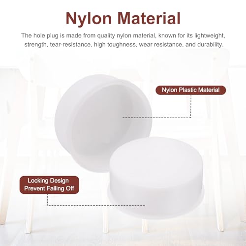 Image of uxcell 20pcs Plastic Hole Cover Plug for 37mm(1 1 /2 inch) Concealed Hinge Cup and Screw Hinge Hole Plugs Covers for Kitchen Cabinet Furniture, White