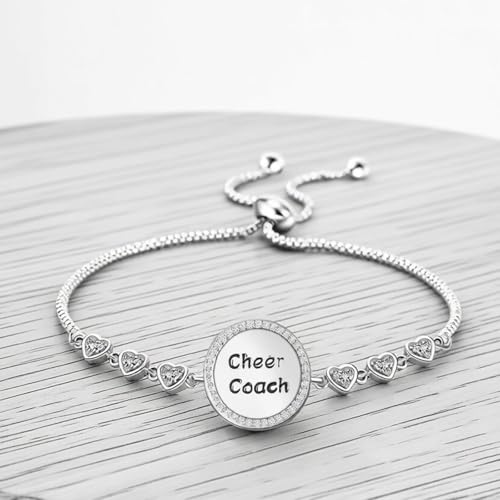 Image of BEKECH Cheerleader Coaches Cheer Coach Bracelet Jewelry for Coaches Cheer Gift for Her Appreciation Gift for Cheerleading (card-silver)